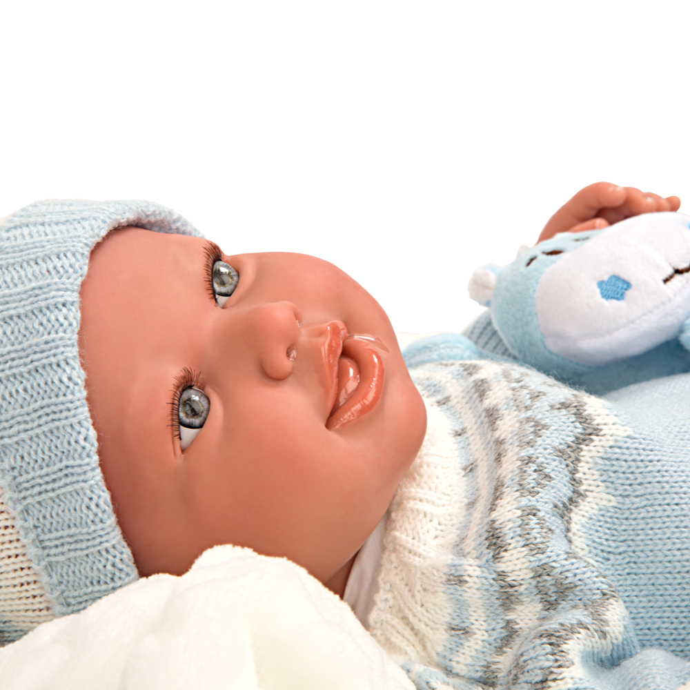 Papusa Reborn bebelus realist Arias Ibai 45 cm cu patura si animal de plus [2]