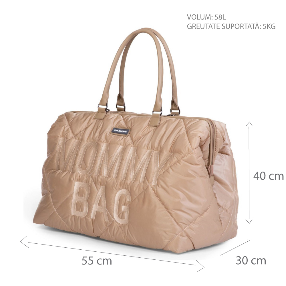 Geanta de infasat matlasata Childhome Mommy Bag Bej [6]