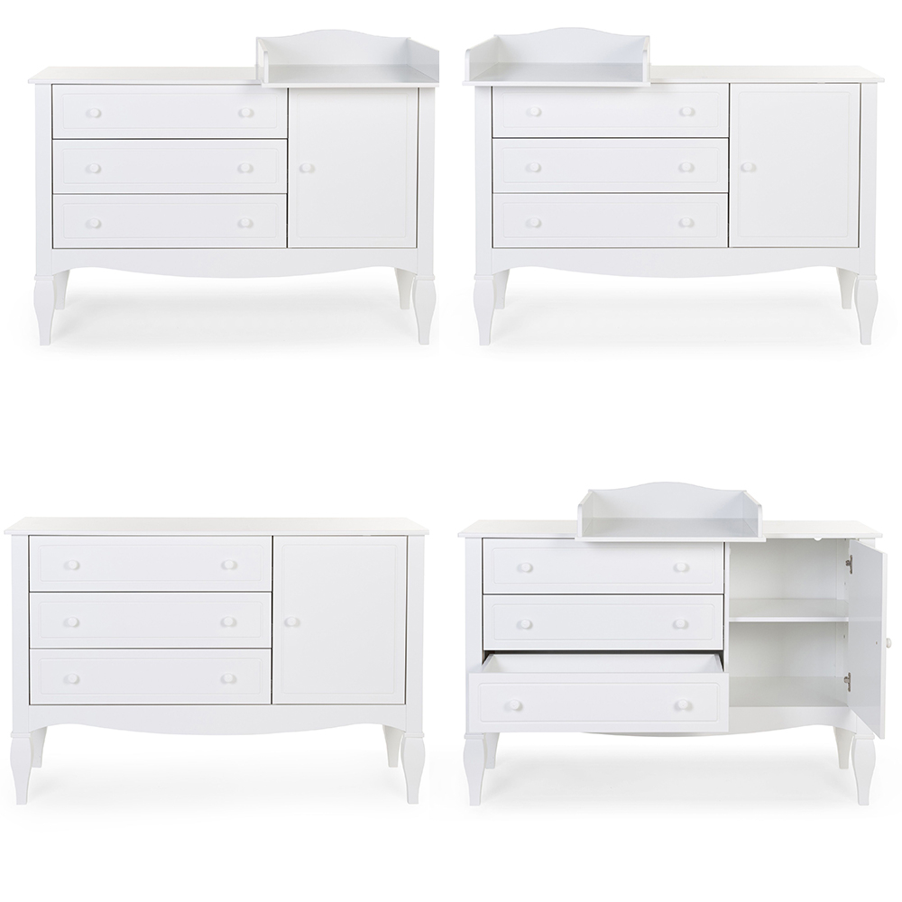 Comoda Childhome Romantic 136.8x73.3x103.4 cm cu masa de infasat, MDF Alb [4]