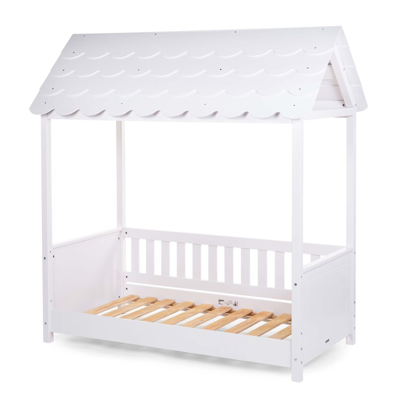 Pat Casuta Childhome cu protectii laterale 70x140 cm Lemn Alb [2]