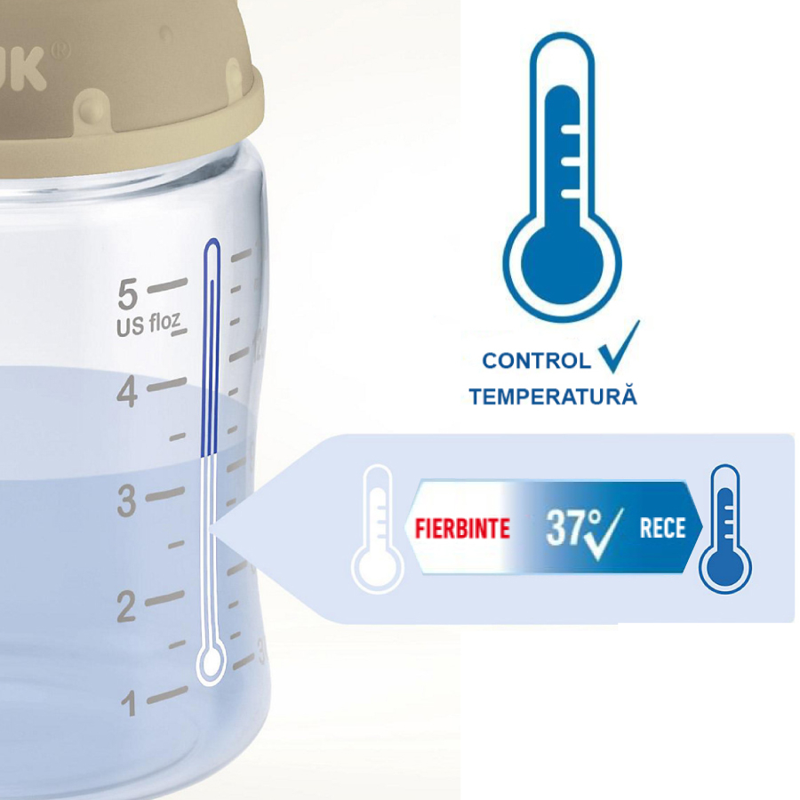 Biberon Nuk First Choice Sticla 120 ml Control Temperatura Tetina Latex M 0-6 luni Bleu [2]