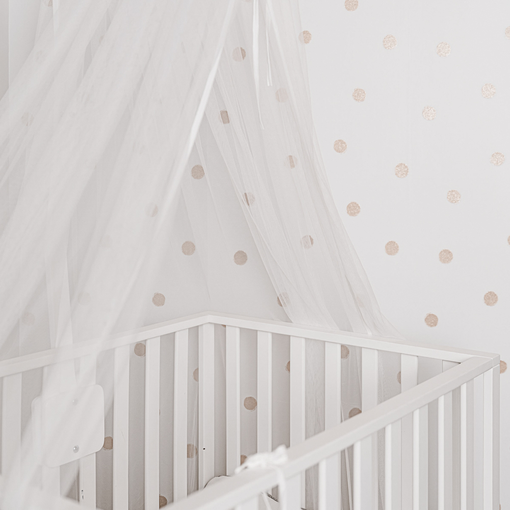 Suport baldachin Childhome cu plasa de tantari, Fag Alb [4]