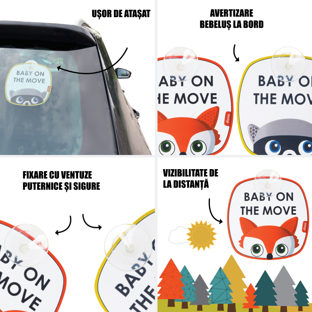 Set 2 indicatoare auto Diono Baby On the Move [2]