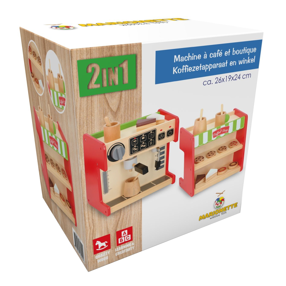 Set din lemn 2 in 1 Marionette Espressor si vitrina deserturi [6]