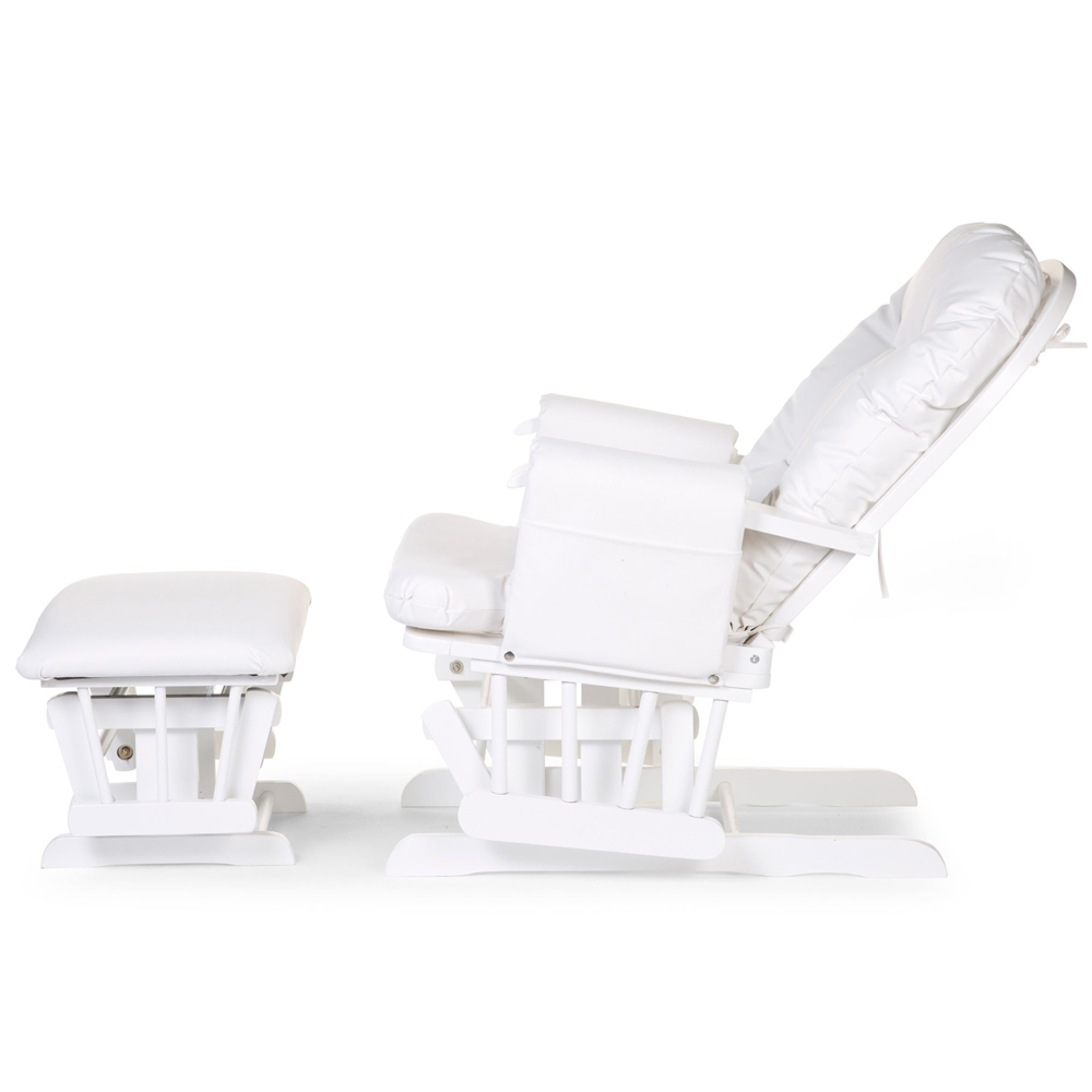 Fotoliu balansoar pentru alaptat Childhome cu suport pentru picioare, piele ecologica, Alb [3]