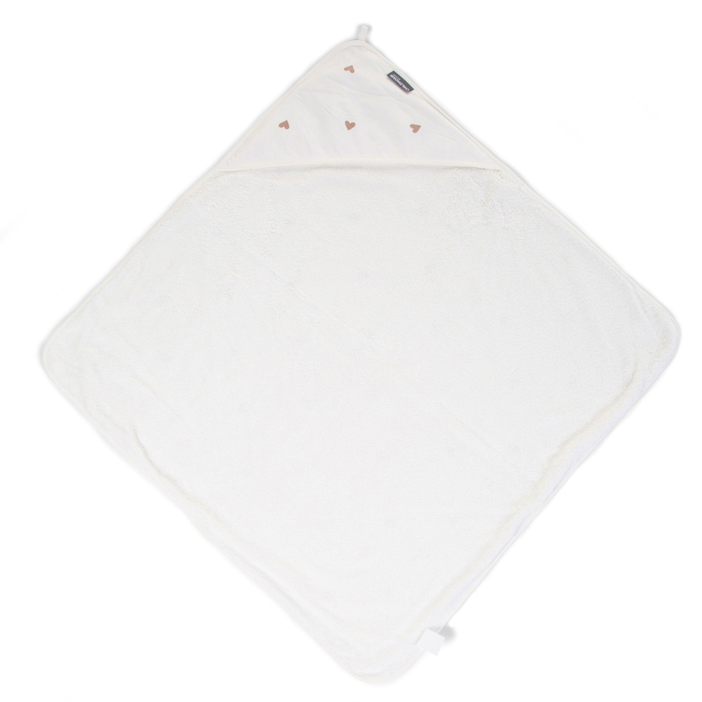 Prosop cu gluga si manusa de baie Childhome Jerse/Frotir 80x80 cm, Inimioare [3]