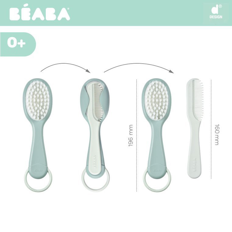 Set perie si pieptene Beaba - Green Blue [4]