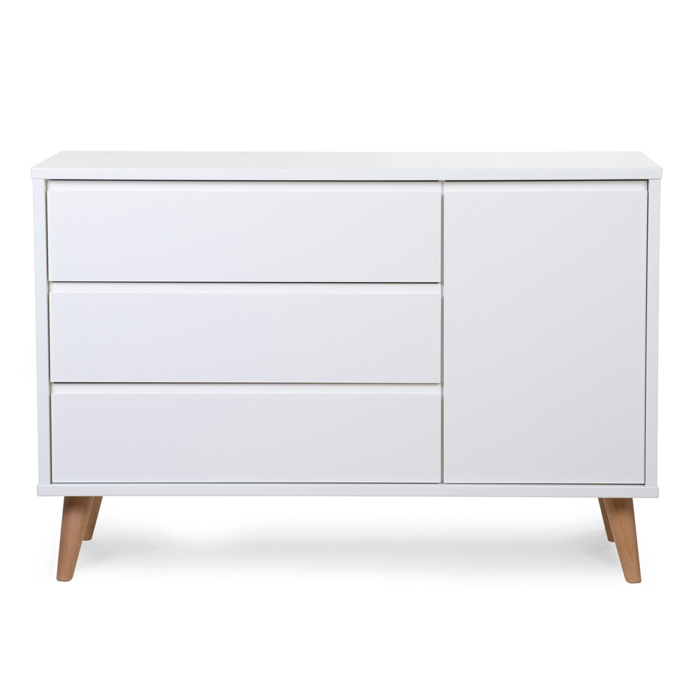 Comoda Childhome Retro Rio 133x50x90 cm cu masa de infasat, MDF Alb [2]