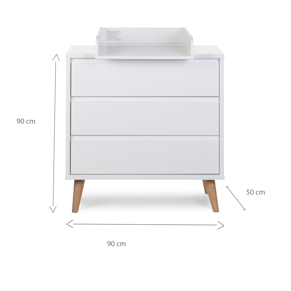Comoda Childhome Retro Rio 90x50x90 cm cu masa de infasat, MDF Alb [3]