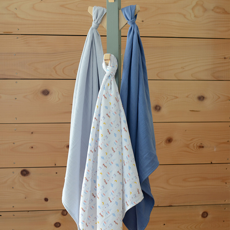 Set 3 Museline Beaba bumbac organic 70x70 cm Paris Blue [2]