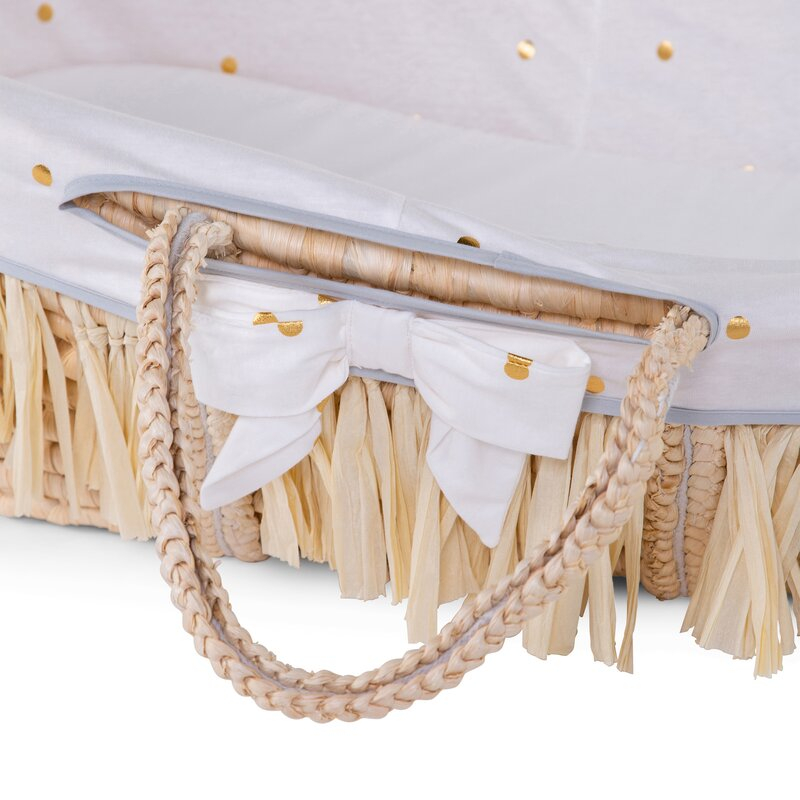 Cos bebe Childhome Moise din coji de porumb+rafie cu saltea, Husa Jerse Buline [2]