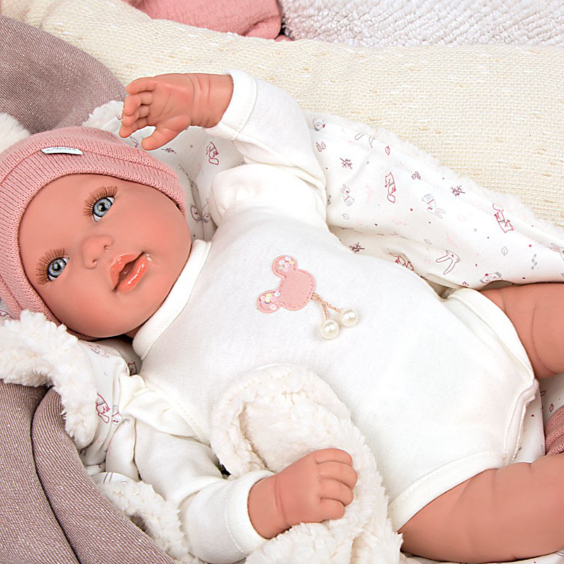 Papusa Reborn bebelus realist care respira, Arias Ona 45 cm White/Pink [4]