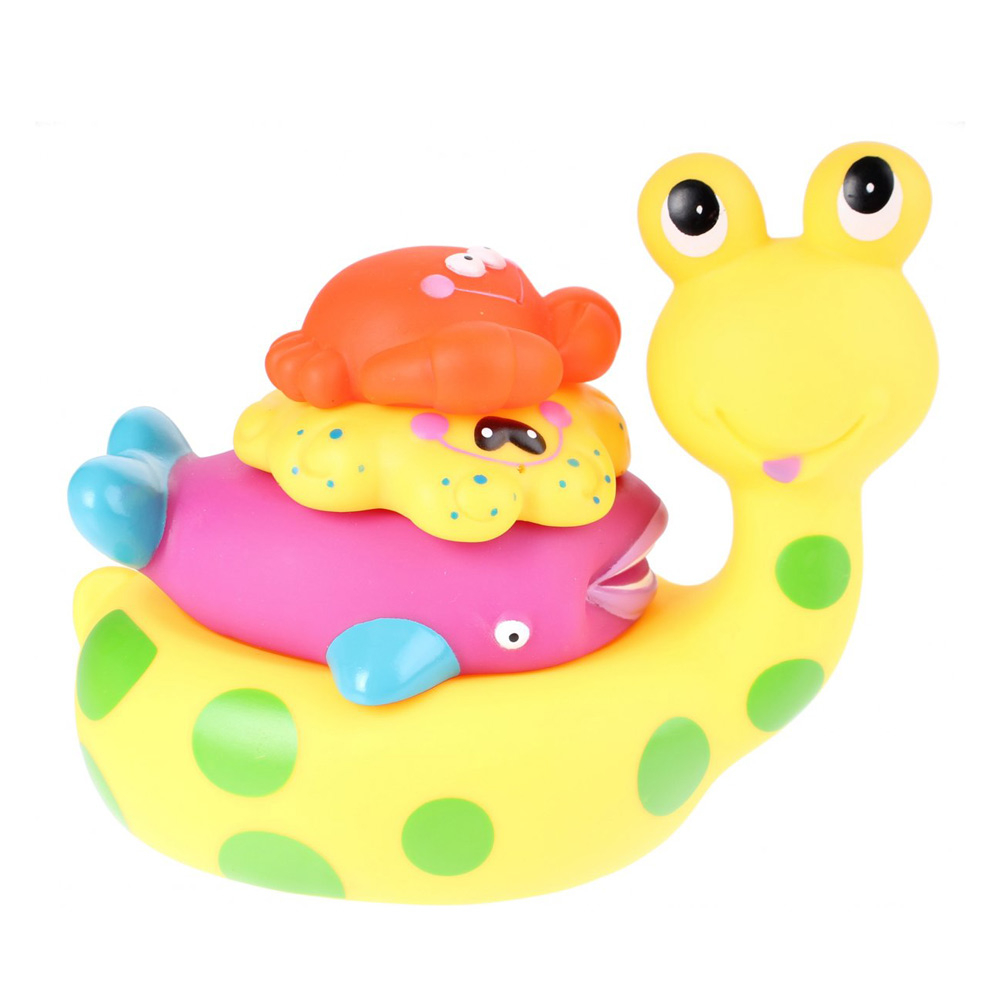 Jucarie de baie Melc cu 3 Animale Marine Eddy Toys Galben [2]