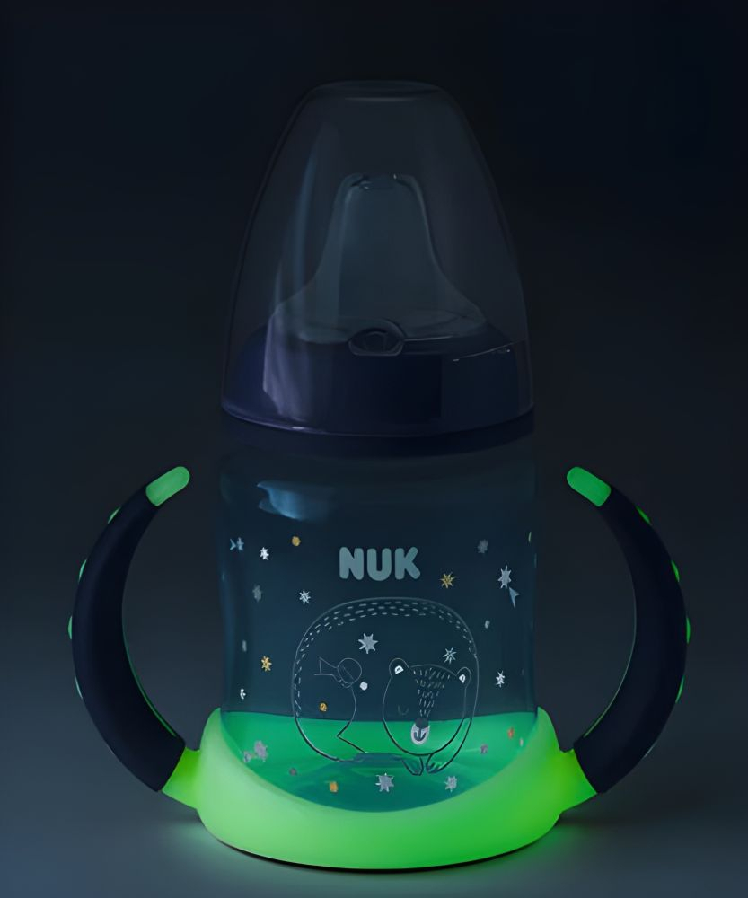 Biberon Nuk First Choice PP 150 ml, Toarte Fluorescente, Tetina Invatare Silicon, Albastru [2]