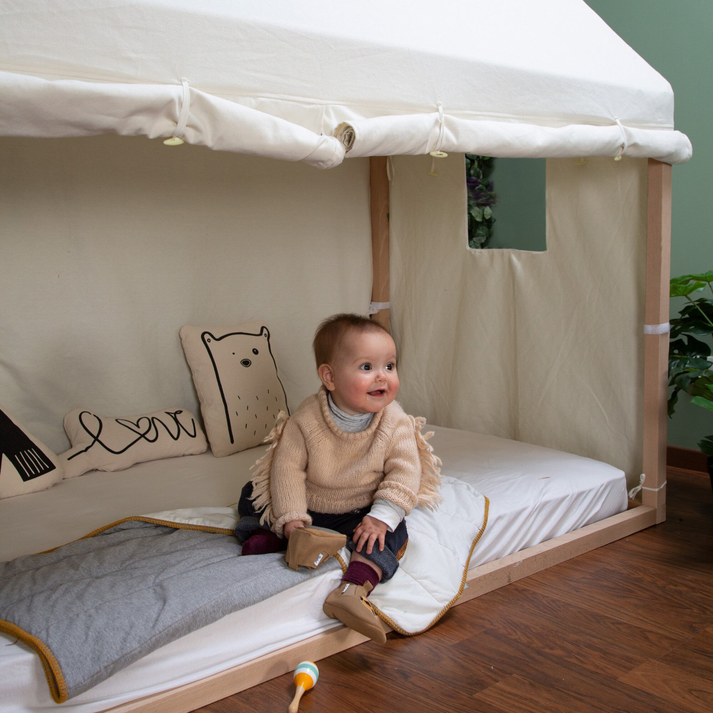 Cadru pat casuta Childhome 90x200 cm Lemn Natural [5]