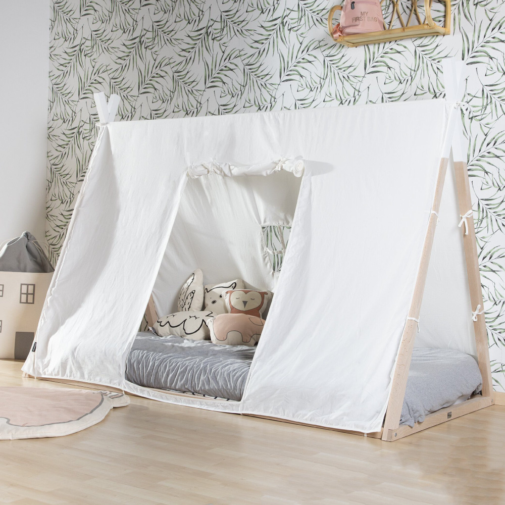 Cadru pat Tipi Childhome 90x200 cm Lemn Natural/Alb [5]