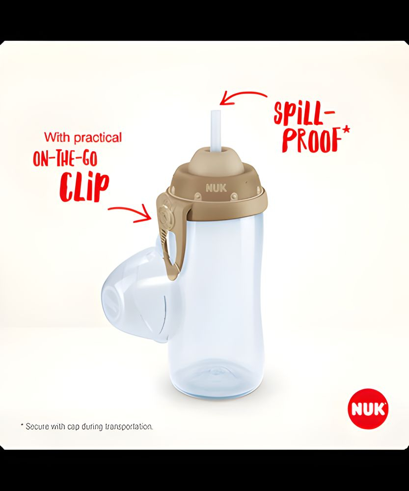 Cana Nuk Flexi 300 ml cu pai moale de la 12 luni, Verde/Galben [4]