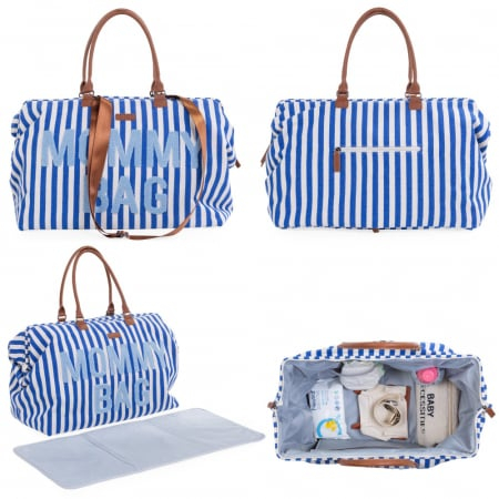 Geanta de infasat Childhome Mommy Bag Albastru/Alb [2]