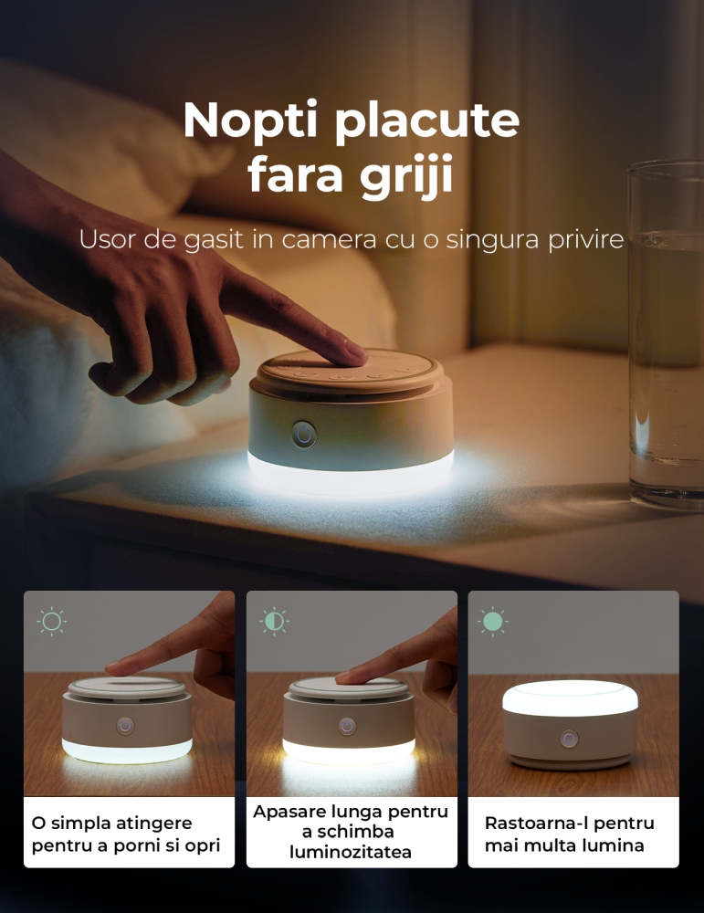 Lampa de veghe portabila Momcozy cu sunete albe cu acumulator si temporizator [6]