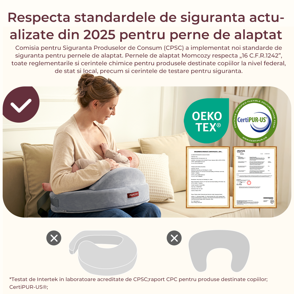 Perna alaptare Momcozy Exclusive din spuma cu memorie Grey [11]
