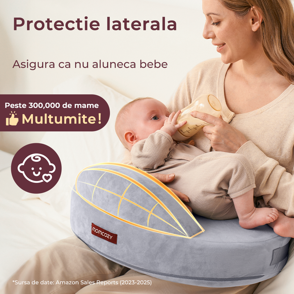 Perna alaptare Momcozy Exclusive din spuma cu memorie Grey [8]