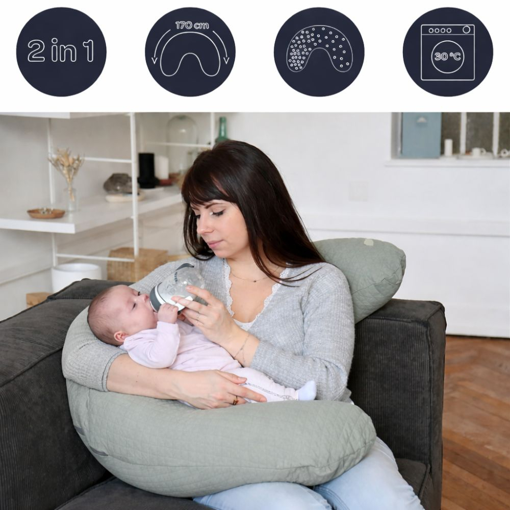 Perna gravida Beaba Big Flopsy 170 cm Fleur de Coton Sage Green [2]