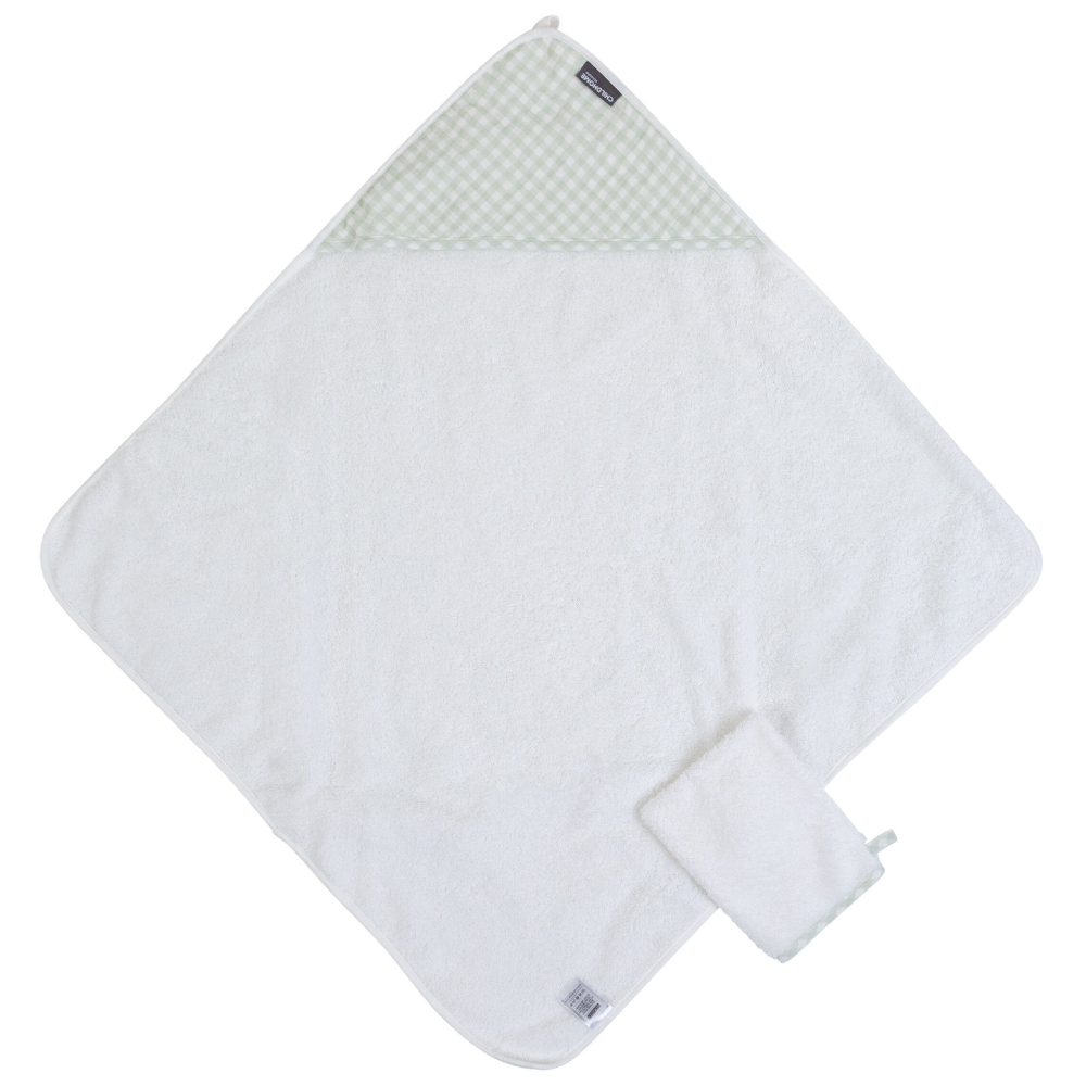 Prosop cu gluga si manusa de baie Childhome 80x80 cm Jerse/Muselina Verde [3]