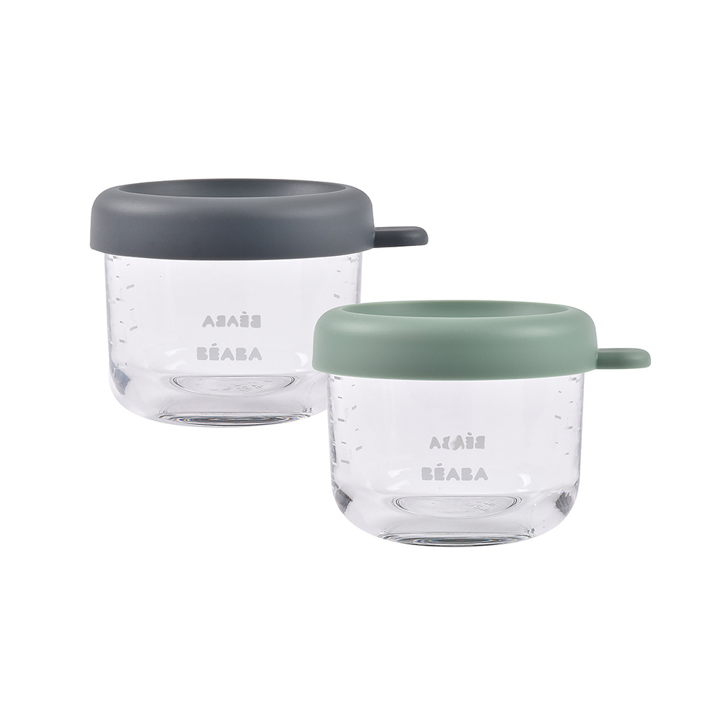 Set 2 recipiente ermetice sticla Beaba 150 ml Mineral/Sage Green [6]