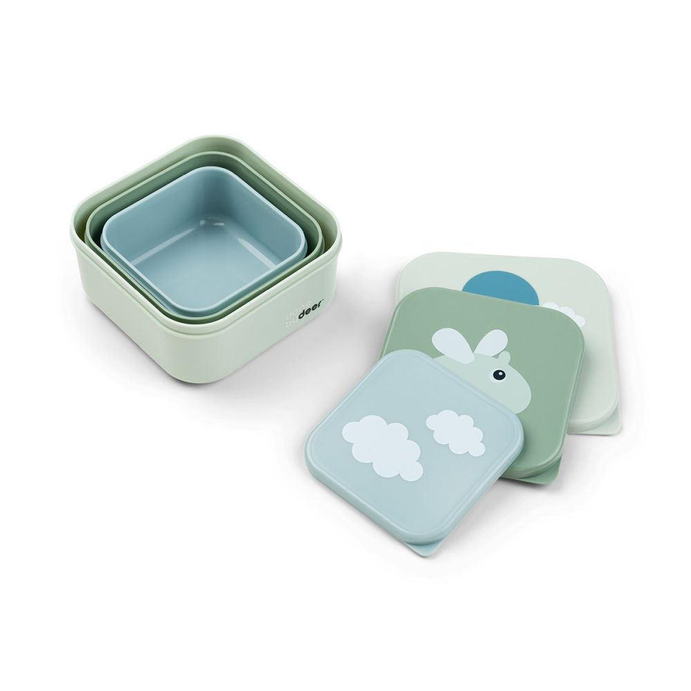 Set 3 caserole pentru gustari Done by Deer Happy Clouds Green [2]