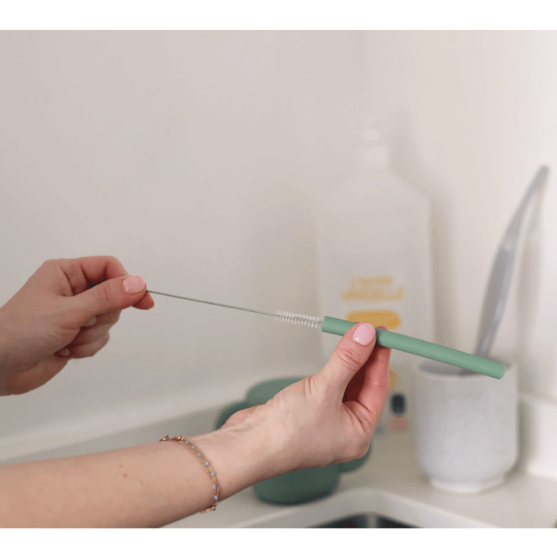 Set accesorii pentru cana de antrenament cu pai din silicon Beaba Sage Green [3]