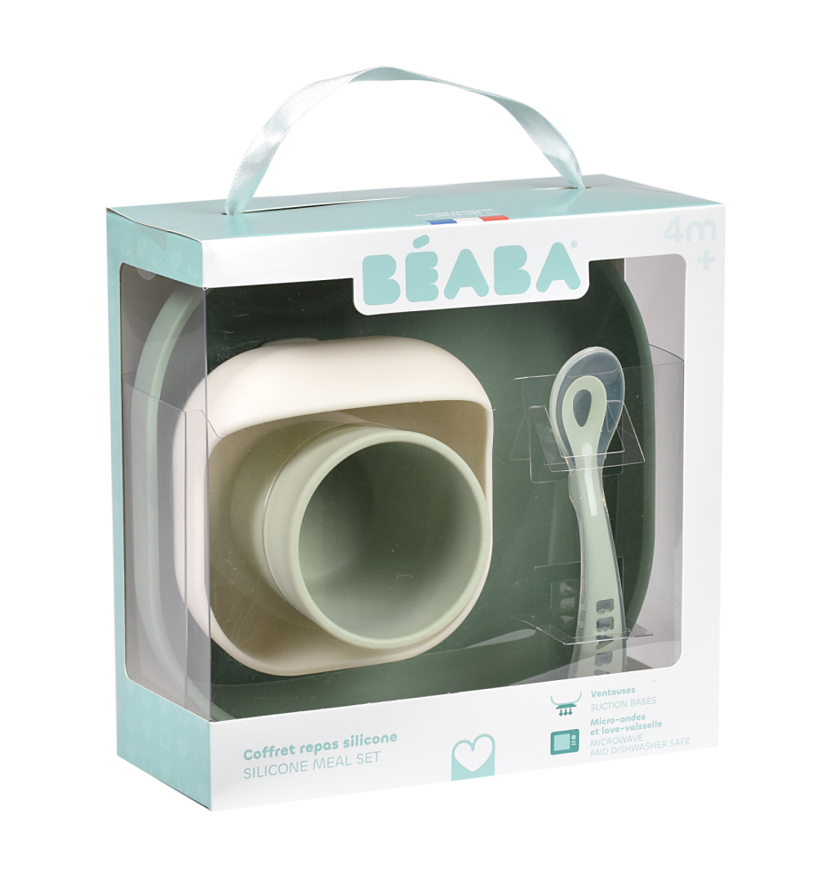 Set de masa silicon Beaba 4 piese Sage Green/Misty Green [3]