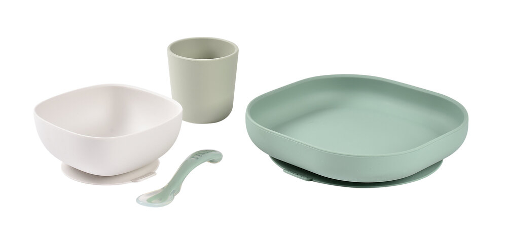 Set de masa silicon Beaba 4 piese Sage Green [2]