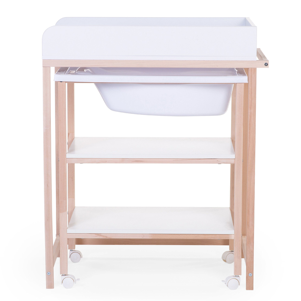 Set masa de infasat si cadita cu suport Childhome Natural/Alb [4]