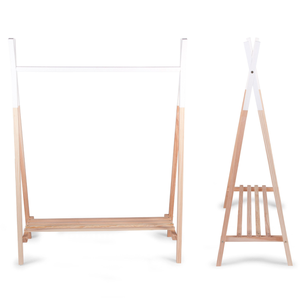 Suport haine Tipi Childhome 107x48x137 cm, Lemn Natural/Alb [2]