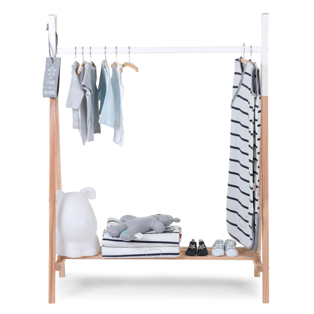 Suport haine Tipi Childhome 107x48x137 cm, Lemn Natural/Alb [3]