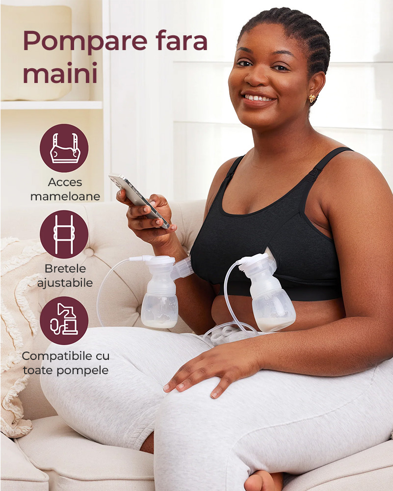 Sutien alaptare Momcozy pentru pompa de san Hands-free YN08 Black M [6]
