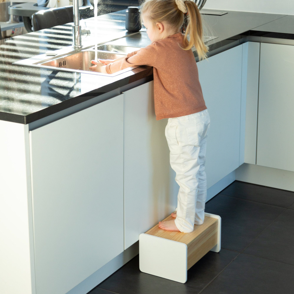 Treapta inaltator Childhome 35x23x18 cm Lemn Natural/Alb [5]