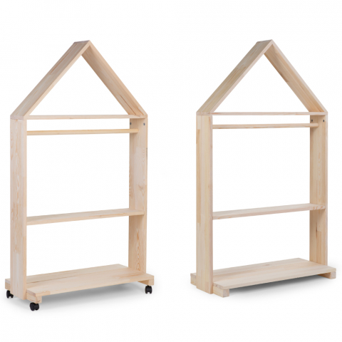 Mobilier decorativ casuta cu roti Childhome 80x135 cm, Lemn Natural [3]