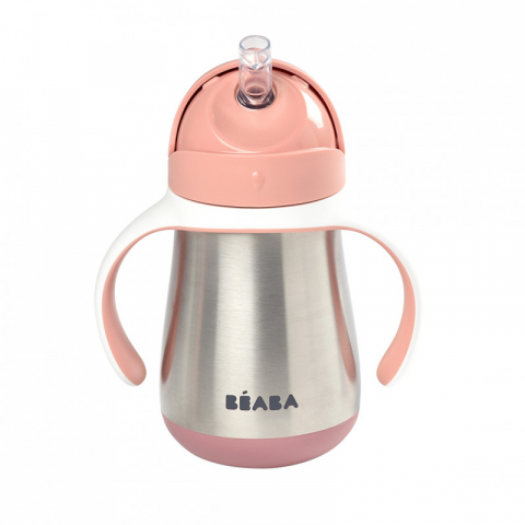 Beaba - Cana cu pai din inox Beaba 250 ml Old Pink
