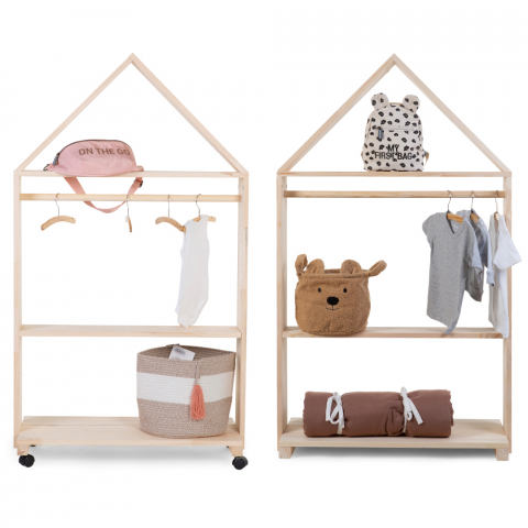 Mobilier decorativ casuta cu roti Childhome 80x135 cm, Lemn Natural [5]