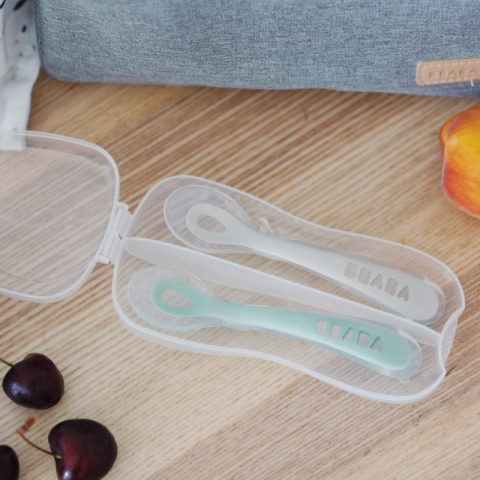 Set 2 lingurite silicon +8 luni Beaba Sage Green [2]