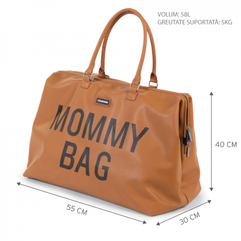 Geanta de infasat Childhome Mommy Bag piele ecologica Maro [5]