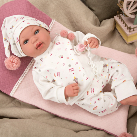 Papusa cu greutate reala Arias Mies Elegance 45 cm si paturica Pink/White [2]