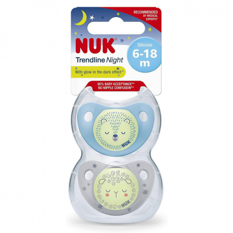 Suzeta Nuk Night-Day Silicon M2, 6-18 luni, Set 2 Bucati, Bleu [1]