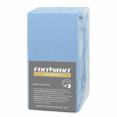 Fiki Miki - Cearsaf cu elastic jerse din bumbac Bleu 120/60 cm