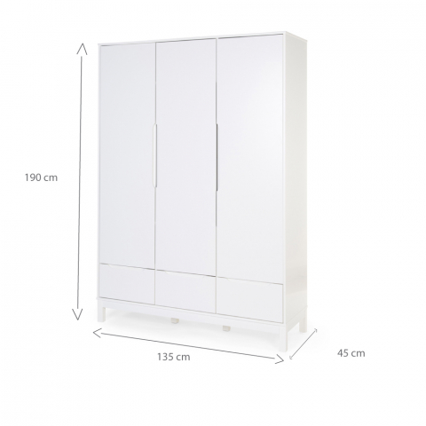 Dulap Childhome Jota 135x45x190 cm, MDF Alb [4]