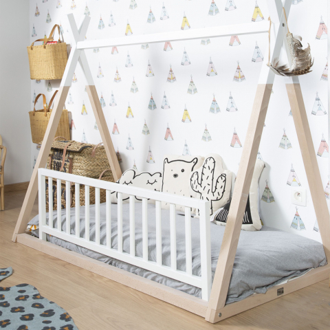 Protectie pentru pat Childhome 120 cm, Fag Alb [2]