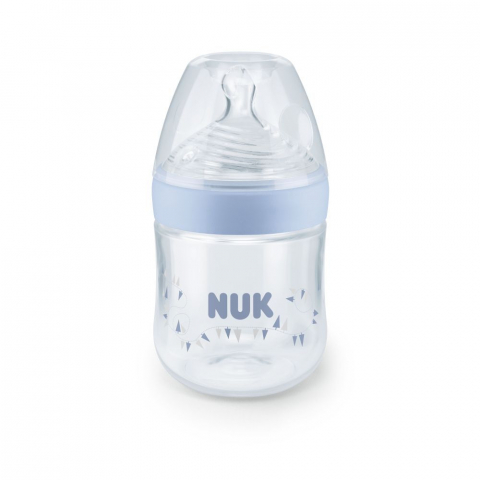 Nuk - Biberon Nuk Nature Sense Bleu  150 Ml Tetina Silicon Orificiu S 0-6 luni