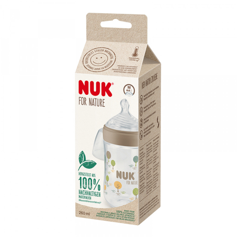 Nuk - Biberon Nuk for Nature PP 260 ml, Control Temperatura, Tetina Silicon M, Crem