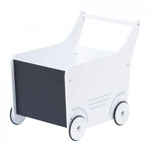 Mobilier si decoratiuni - Carucior cu spatiu depozitare si tabla de scris Childhome, Lemn Alb